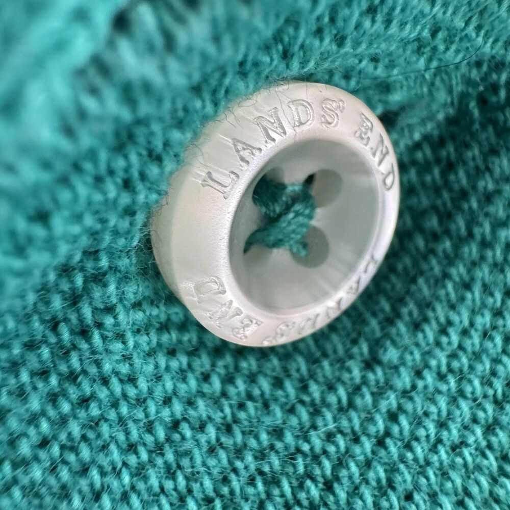 Vintage Lands End Polo Men L Turquoise Blue Made In USA Short Sleeve Shirt Faded - Picture 9 of 14